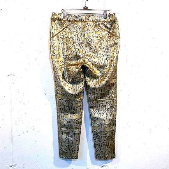 Free People, Gold Python Pull On Skinny Pants, Vegan Leather, Metallic Gold, NWT - Picture 10 of 14
